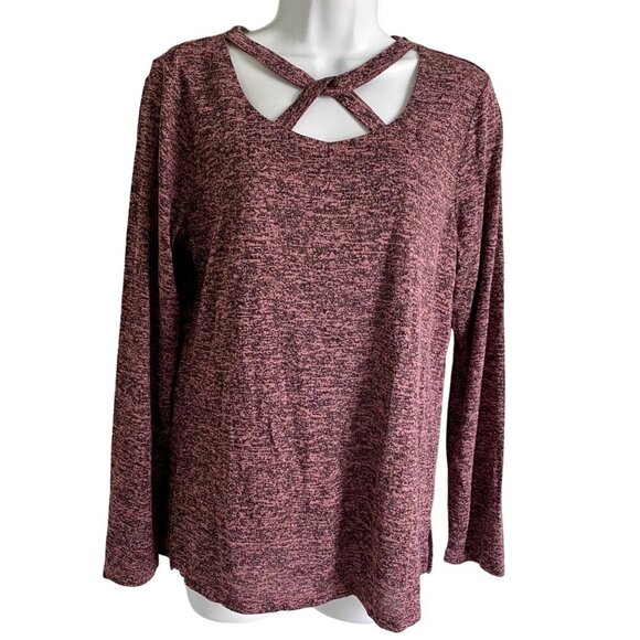 Kathy Ireland Purple Long Sleeve Knit Top Cross-Front Women's Medium NEW NWT - Picture 2 of 9